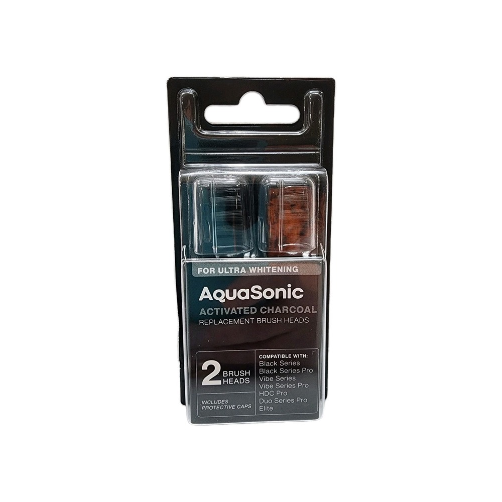 AquaSonic Activated Charcoal for Ultra Whitening 2Pcs Replacement Brush Heads